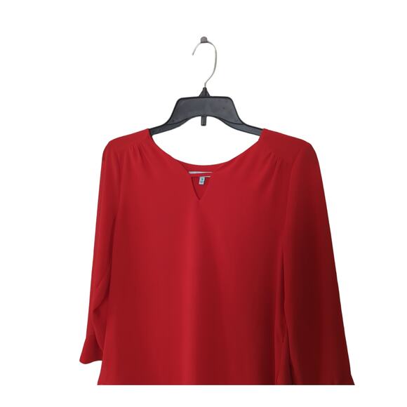Red Key Hole Blouse with Pleated Back Detail Size S - Picture 5 of 5